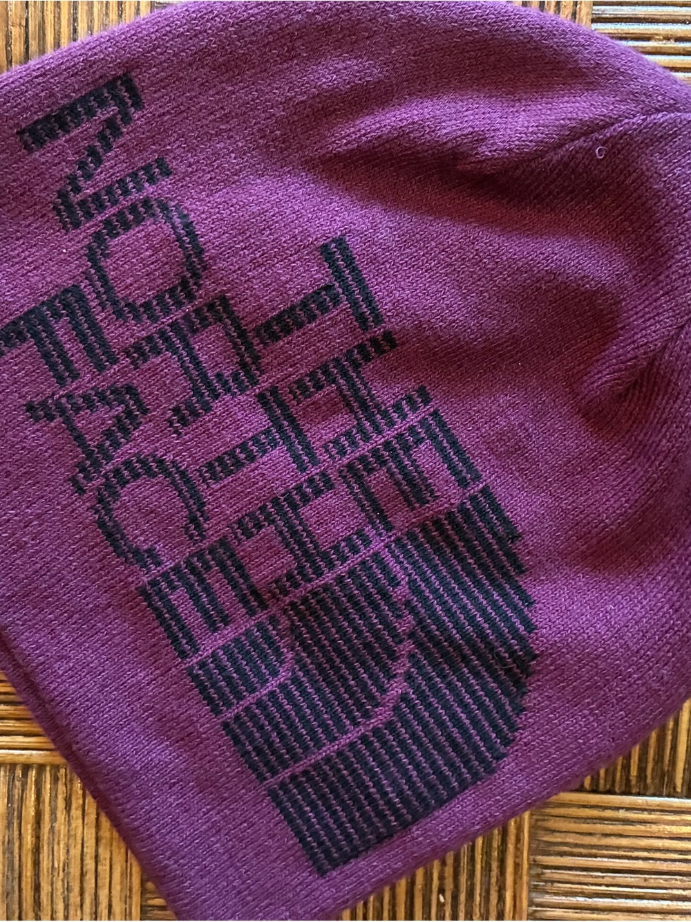The North Face Purple Knit Beanie with Black Logo